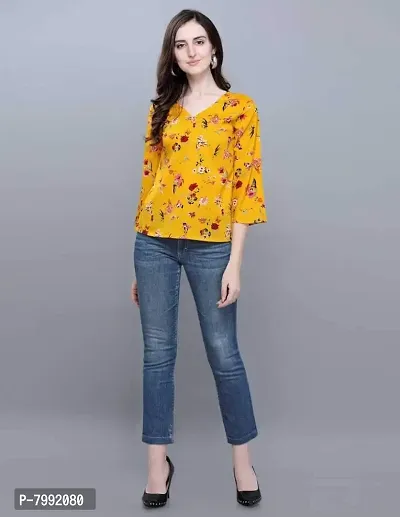 THE BEBO Yellow Crepe Elegant Ruffle TOP-thumb4