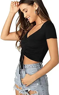 The Bebo Womens Crop Top V Neck Tops-thumb2