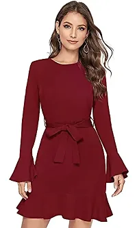 The Bebo Reglan Sleeve Hoodie Dress (Maroon)-thumb1