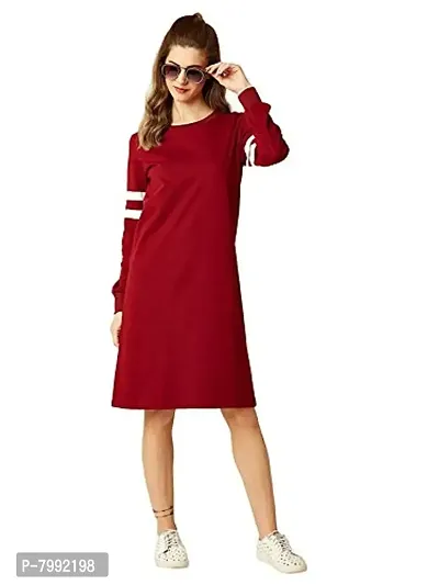 The Bebo Casual Wear Cotton Blend Long Dress for Women, Maroon(GIRLSDRESS-39)-thumb3