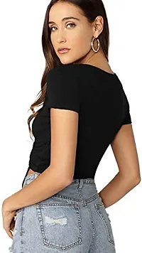 The Bebo Womens Crop Top V Neck Tops-thumb1