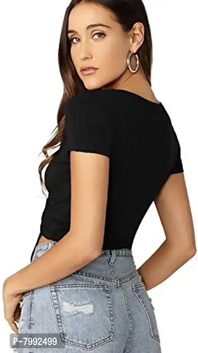 The Bebo Womens Crop Top V Neck Tops-thumb2