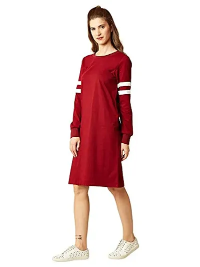 The Bebo Casual Wear Blend Long Dress for Women, Maroon(GIRLSDRESS-39)