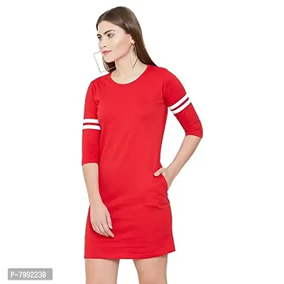 The Bebo Casual Wear Cotton Blend Long Dress for Women, Red(GIRLSDRESS-40)