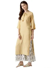 The Bebo Beige Pure Crepe Straight Elegant Kurti (Medium)-thumb1