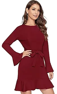 The Bebo Reglan Sleeve Hoodie Dress (Maroon)-thumb3