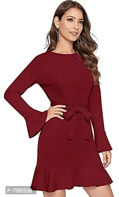 The Bebo Reglan Sleeve Hoodie Dress (Maroon)-thumb4