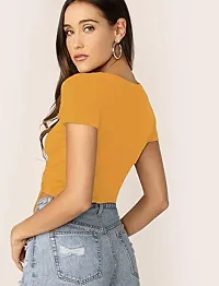 The Bebo Womens Crop Top V Neck Tops-thumb1