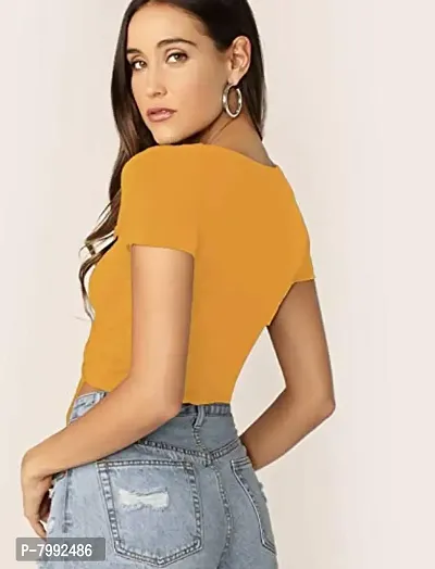 The Bebo Womens Crop Top V Neck Tops-thumb2