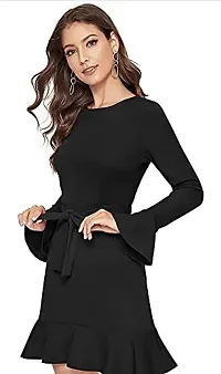 The Bebo Reglan Sleeve Hoodie Dress (Black)-thumb4