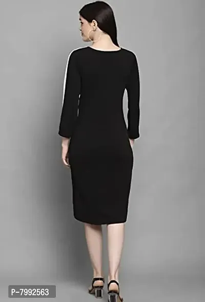 The Bebo Women Dress Half Sleeve A line Dress (Black  White)-thumb2