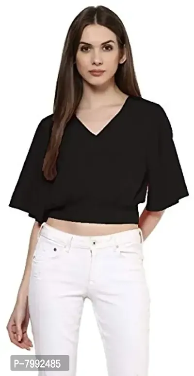 The Bebo Womens Crop Top V Neck Tops-thumb0