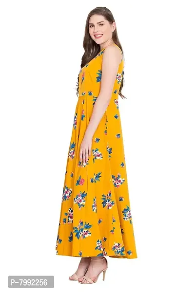 The Bebo Yellow Flower Sleeveless Maxi Dress For Women-thumb3