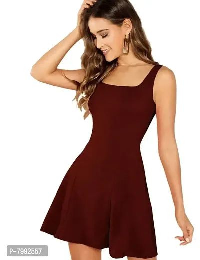 The Bebo Womens Dress Solid Skater Dress for Party and Casual Wear-thumb0