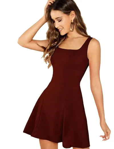 The Bebo Womens Dress Solid Skater Dress for Party and Casual Wear