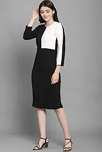 The Bebo Women Dress Half Sleeve A line Dress (Black  White)-thumb2