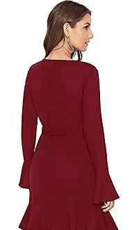 The Bebo Reglan Sleeve Hoodie Dress (Maroon)-thumb2