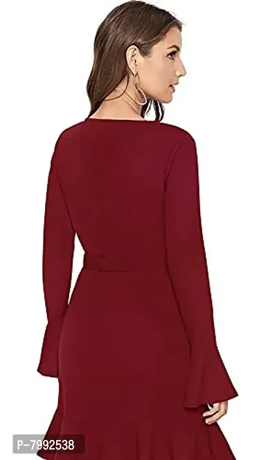 The Bebo Reglan Sleeve Hoodie Dress (Maroon)-thumb3