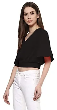 The Bebo Womens Crop Top V Neck Tops-thumb2