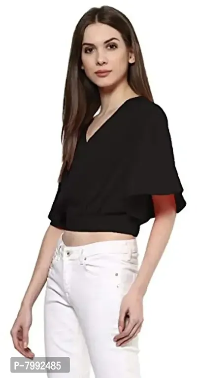 The Bebo Womens Crop Top V Neck Tops-thumb3