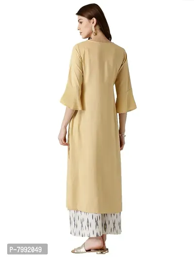 The Bebo Beige Pure Crepe Straight Elegant Kurti (X-Large)-thumb3