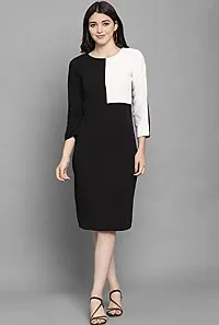 The Bebo Women Dress Half Sleeve A line Dress (Black  White)-thumb3