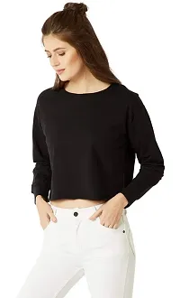 THE BEBO FULL SLEEVE ROUND NECK CROP SWEATSHIRT FOR WOMEN-thumb2