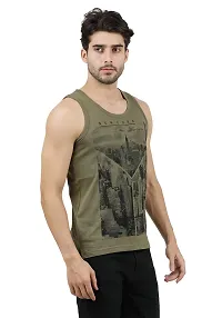 JUGULAR Men's Cotton Printed Vest- (Pack of 3) (Red,Olive,Grey, X-Large)-thumb1