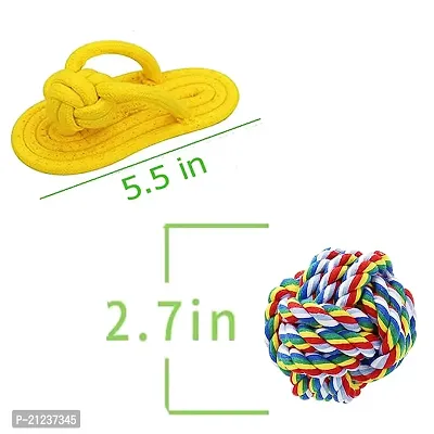 Dog Durable Cotton Chew Rope Slipper Dog Toys for Teething Playing Fun Toy + Gums Massage + Stress Relief Chew Rope Toy + Rubber Flavoured Chew Bone Suitable Small and Medium Puppies Pack of 4-thumb2