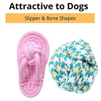 Dog Durable Cotton Chew Rope Slipper Dog Toys for Teething Playing Fun Toy + Gums Massage + Stress Relief Chew Rope Toy + Rubber Flavoured Chew Bone Suitable Small and Medium Puppies Pack of 4-thumb3