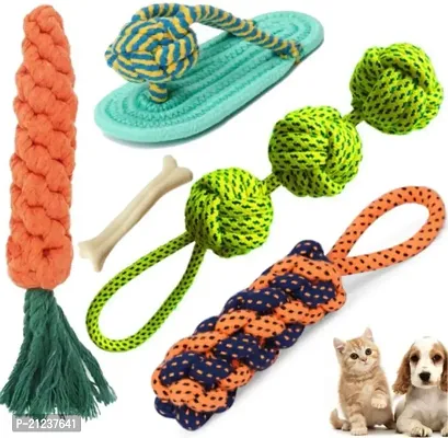 Toys for Puppies + Chew Rope Toys for Small to Medium Dogs Teeth Cleaning Chew Toys, Puppy Teething Toys Including Puppy Chews  Rope Dog Toys - Pack of 5-thumb0