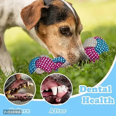 Toys for Puppies  Small Dogs Toys Hard Spike Bone Toy + Gums Cleaner Dumbbell Rope Toy + Rubber Chew Bone Toy Pack of 4-thumb3