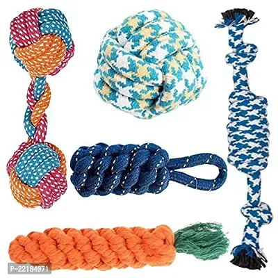 Dog Toys + Dog Chew Toys + Puppy Teething Toys + Rope Dog Toy + Dog Toys for Small to Medium Dog Toys + Dog Toy Pack + Tug Toy + Dog Toy Set + Washable Cotton Rope for Dogs (5 Pack)-thumb0