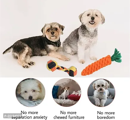 HEAR DOGGY Rope Toys for Dogs, Puppy Chew Teething Rope Toys Set of 4 Durable Cotton Dog Toys for Playing and Teeth Cleaning Training Toy 4 in1 Pack of 4 Toys (Buy One Get One Chew Bone Free)-thumb3