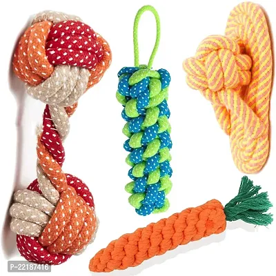 Rope Toys for Dogs, Puppy Teething Chew Toys, 4 Pack Dog Chew Toys Puppy Chew Toys for Teething, Indestructible Dog Toy, Dog Interactive Toys Relieves Stress Pack of 4 Toys (Color May Vary)-thumb0