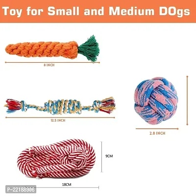 HEAR DOGGY Rope Chew Toy Set|Carrot Shape|Ball Shape|Sleeper Shape and Long Rope Toy for All Breeds of Dogs (Pack of 4) Colour May Very-thumb5