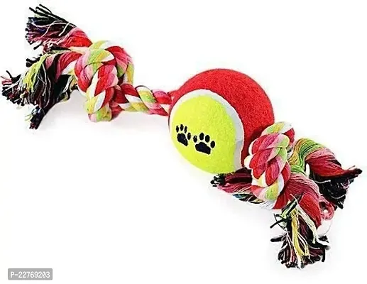 Hear Doggy Dog Chew Ball Knot Rope Toy, Non-Toxic Puppy Cats Chew Toy with A Tug- Knotted Cotton Chew Rope Toy (Color May Vary)-thumb0