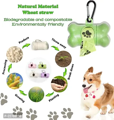Pet Waste Bags | Dog Poop Bags | Unscented Biodegradable | Pet Bone Shaped Waste Poop Clean Bags with Bag Dispenser Box with Garbage Carrier Holder+3 Bag Rolls (Color May Vary)-thumb4