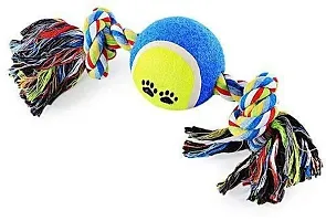 Hear Doggy Dog Chew Ball Knot Rope Toy, Non-Toxic Puppy Cats Chew Toy with A Tug- Knotted Cotton Chew Rope Toy (Color May Vary)-thumb1