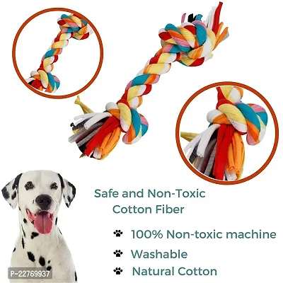 Durable Cotton Rope Chew Toy for Dogs | Chewing, Playing, Teething  Training for Small to Medium Dogs  Puppies (2knot + Rope Ball)-thumb2