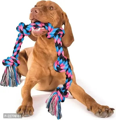 Cotton Dog Rope Toy for Aggressive Chewers, Tough Tug of War Large Dog Toys with Knots, Durable Cotton Rope Dog Chew Toy for Medium and Big Dogs- Washable (5 Knots Rope)-thumb0