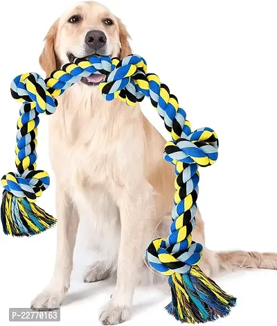 Dog Rope Toy for Aggressive Chewers, Tough Tug of War Large Dog Toys with Knots, Durable Cotton Rope Dog Chew Toy for Medium and Big Dogs- Washable (5 Knots Rope)