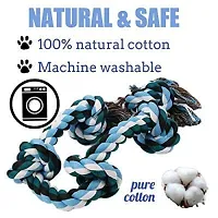 Dog Rope Toys for Aggressive Chewers,  Cotton Dog Chew Toys, Tough  5 Knots + Rubber Bone + Pet Toothbrush - Color May Vary-thumb3