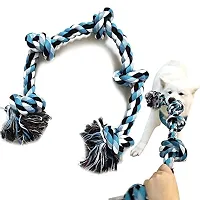 Dog Rope Toys for Aggressive Chewers,  Cotton Dog Chew Toys, Tough  5 Knots + Rubber Bone + Pet Toothbrush - Color May Vary-thumb4