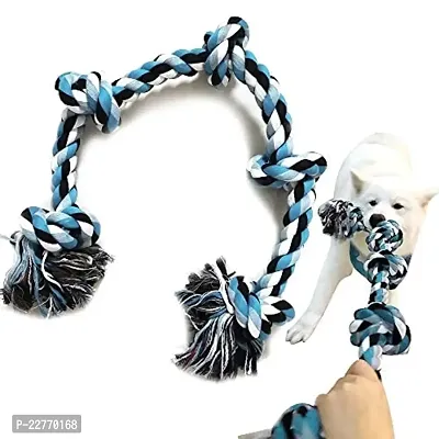 Dog Rope Toys for Aggressive Chewers,  Cotton Dog Chew Toys, Tough  5 Knots + Rubber Bone + Pet Toothbrush - Color May Vary-thumb5