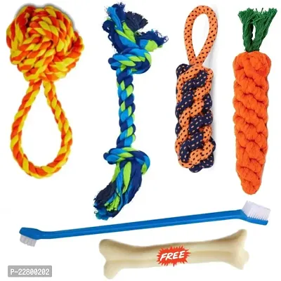 Rope Toys for Dogs, Puppy Chew Teething Rope Toys Set of 6 Durable Cotton Dog Toys for Playing and Teeth Cleaning Training Toy - Color May Vary-thumb0
