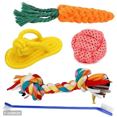 Hear Doggy Toys for Puppies + Toys for Small to Medium Dogs Chew Toys, Rope Ball Toys + New Chew Toys ndash; Color May Vary (5 in 1 Pack)-thumb0