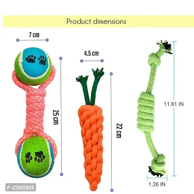 Dog Chew Toys, Tough Dog Toys for Small Breed,Heavy Duty Dental Dog Rope Toys Kit for Medium Dogs,Carrot Indestructible Dog Toys, Cotton Puppy Teething Chew Tug Toy Set of 3-thumb3