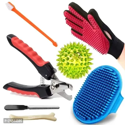 Dog Grooming Kits, Brushes Dog for Puppies  Dogs, Nail Cutter for Dogs, Bathing Accessories GLove Brushes, Spike Led Ball for Dog, Cat, Dog  Cat, Horse, Mouse, Rabbit - Pack of 7