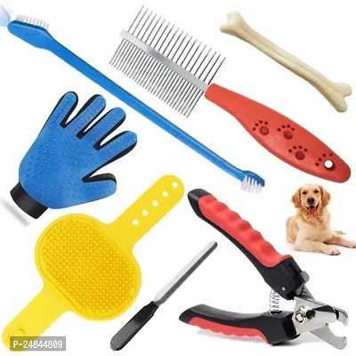 Dog Grooming Kit for Puppies  Dogs Pet Bath Brush Grooming Comb,Pet Toothbrush Scissor Nail Clipper  (For Dog, Cat, Dog  Cat, Hamster, Rabbit, Mouse)